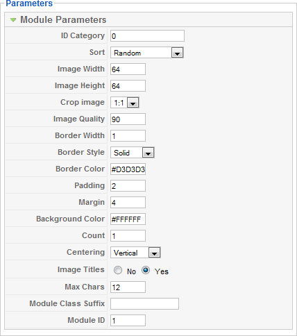 Parameters of module Parameters of module