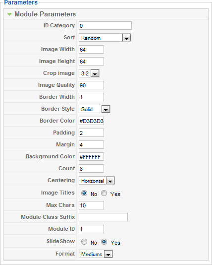 Parameters of DatsoGallery Ultimate Module 1.3