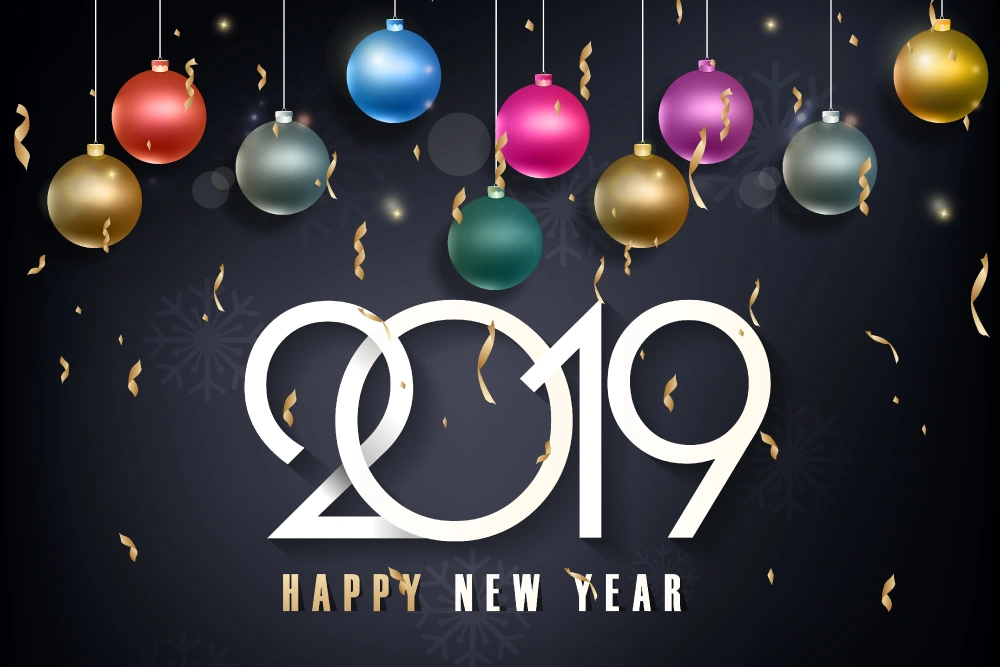 2019 Happy New Year Balloons Wallpaper