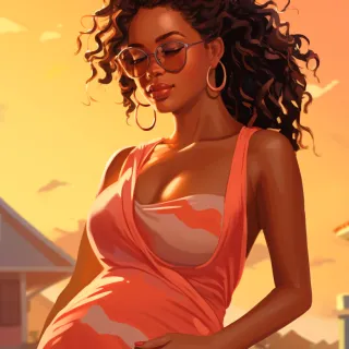 Pretty dark skinned pregnant woman